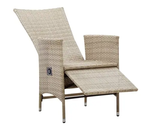 Atlošiamos Sodo Kėdės Su Pagalvėlėmis, 2Vnt., Smėlio, Ratanas