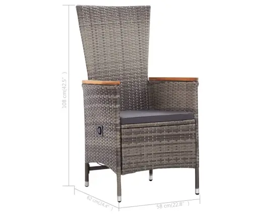 Dārza Krēsli, 2 Gab., Ar Matračiem, Pelēka Pe Rotangpalma Vidaxl