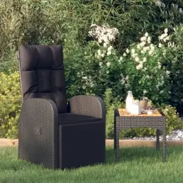 Atgāžams Dārza Krēsls Ar Matraci, Melna Pe Rotangpalma Vidaxl