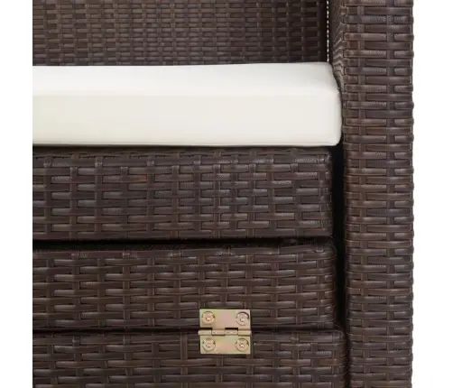 Ištraukiama Trivietė Sofa-Lova Su Stogeliu, Ruda, Poliratanas