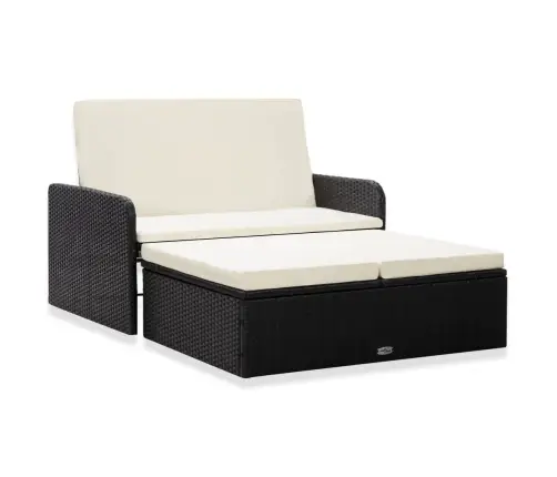 2-Daļīgs Dārza Atpūtas Mēbeļu Komplekts Ar Matračiem, Pe, Melns Vidaxl