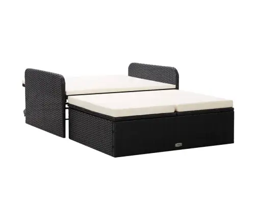 2-Daļīgs Dārza Atpūtas Mēbeļu Komplekts Ar Matračiem, Pe, Melns Vidaxl