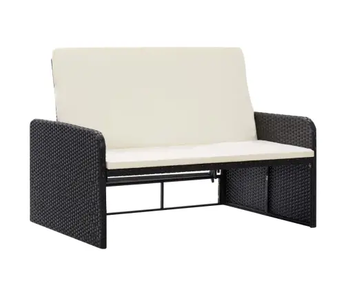 2-Daļīgs Dārza Atpūtas Mēbeļu Komplekts Ar Matračiem, Pe, Melns Vidaxl