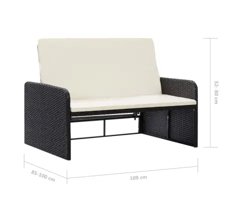 2-Daļīgs Dārza Atpūtas Mēbeļu Komplekts Ar Matračiem, Pe, Melns Vidaxl
