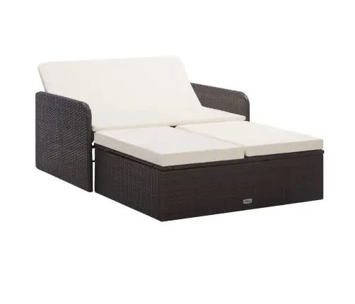 2-Daļīgs Dārza Atpūtas Mēbeļu Komplekts Ar Matračiem, Pe, Brūns Vidaxl