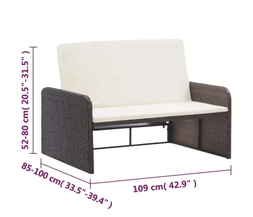 2-Daļīgs Dārza Atpūtas Mēbeļu Komplekts Ar Matračiem, Pe, Brūns Vidaxl