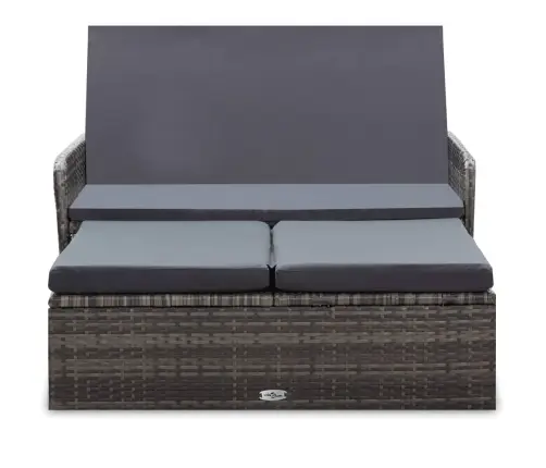 2-Osaline Aiamööblikomplekt Patjadega, Polürotang, Hall