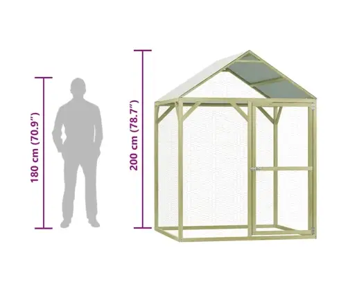 Narvas Viščiukams, 1,5X1,5X2M, Impregnuota Pušies Mediena