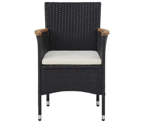 5-Daļīgs Dārza Mēbeļu Komplekts, Melns Pe, Akācijas Masīvkoks Vidaxl