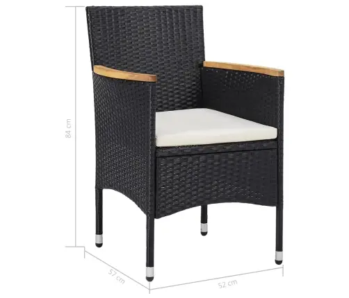 5-Daļīgs Dārza Mēbeļu Komplekts, Melns Pe, Akācijas Masīvkoks Vidaxl