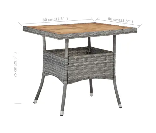 Lauko Valgomojo Stalas, Pilkas, Poliratanas Ir Akacijos Masyvas