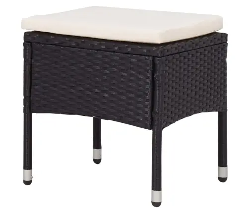 5-Osaline Aiamööblikomplekt, Must, Polürotang Ja Klaas