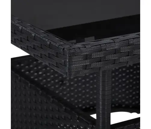 5-Osaline Aiamööblikomplekt, Must, Polürotang Ja Klaas