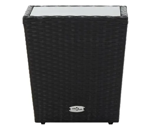 Teelaud, Must, 41,5X41,5X43 cm Polürotang, Karastatud Klaas