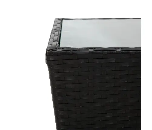 Teelaud, Must, 41,5X41,5X43 cm Polürotang, Karastatud Klaas