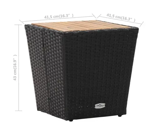 Teelaud, Must 41,5 X 41,5 X 43 cm Polürotang, Akaatsiapuit