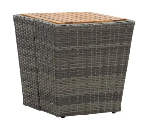 Tējas Galdiņš, Pelēks, 41,5X41,5X43 Cm, Pe, Akācijas Masīvkoks Vidaxl