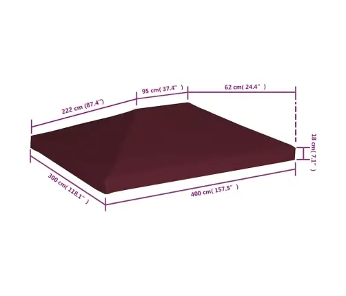 Nojumes Jumta Pārsegs, 310 G/M², 3X4 M, Bordo Vidaxl