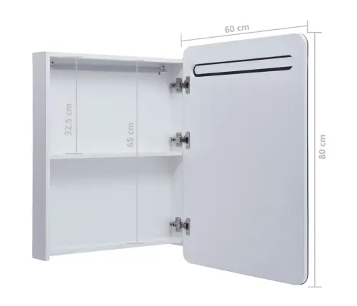 Ledidega Vannitoa Peegelkapp, 60 X 11 X 80 Cm