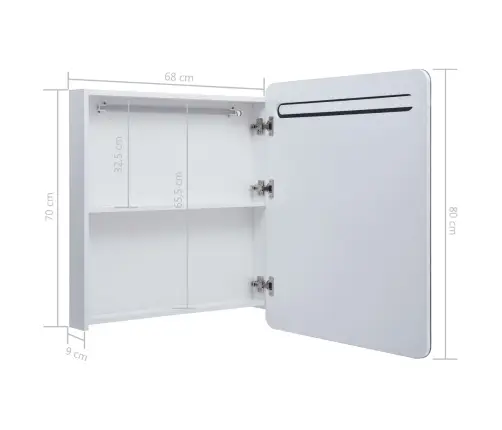 Vannasistabas Skapītis Ar Spoguli Un Led, 68X9X80 Cm Vidaxl
