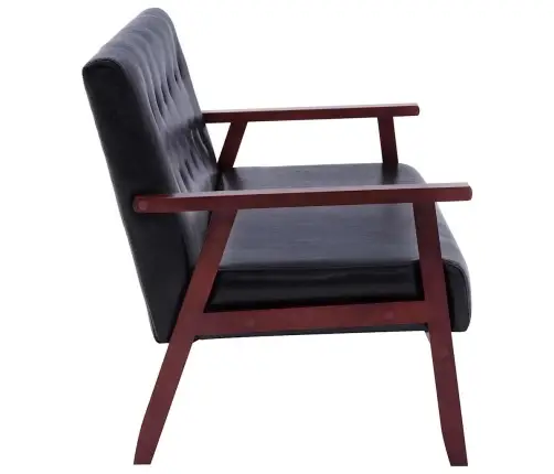 Sofos Komplektas, 3 Dalių, Juodos Spalvos, Dirbtinė Oda