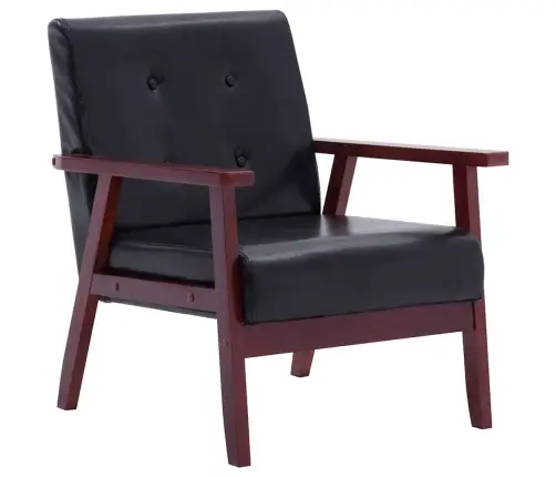 Sofos Komplektas, 3 Dalių, Juodos Spalvos, Dirbtinė Oda