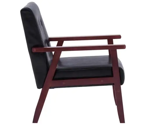 Sofos Komplektas, 3 Dalių, Juodos Spalvos, Dirbtinė Oda