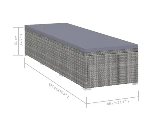 Saulės Gultas Su Čiužinuku, Pilkos Spalvos, Poliratanas