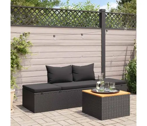 Sauļošanās Gulta Ar Matračiem, Melns Pe Pinums Vidaxl