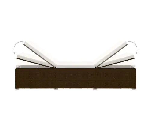 Päevitustool Padja Ja Teelauaga, Polürotang, Pruun