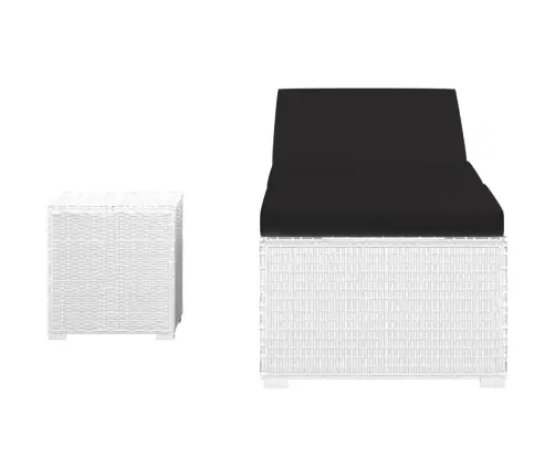 Sauļošanās Zvilnis Ar Galdiņu, Balts, Pe Pinums Vidaxl Sauļošanās Zvilnis Ar Galdiņu, Balts, Pe Pinums Vidaxl