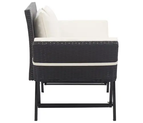 Dārza Sols Ar Matračiem, 176 Cm, Melns, Pe Rotangpalma Vidaxl