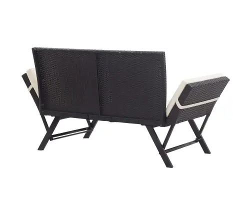 Dārza Sols Ar Matračiem, 176 Cm, Melns, Pe Rotangpalma Vidaxl