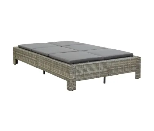 Sauļošanās Gulta Ar Matraci, Pelēka, Pe Pinums, Divvietīga Vidaxl