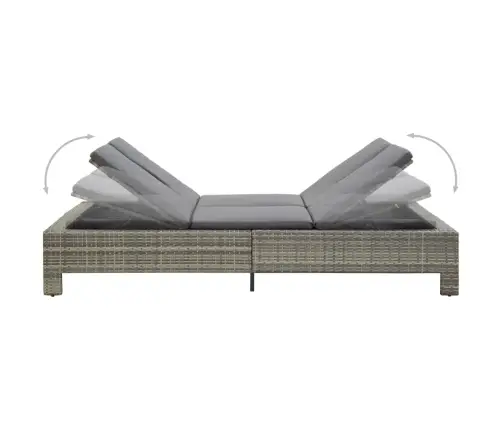 Sauļošanās Gulta Ar Matraci, Pelēka, Pe Pinums, Divvietīga Vidaxl