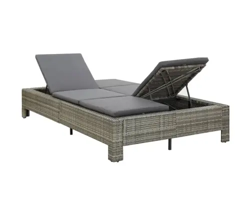 Sauļošanās Gulta Ar Matraci, Pelēka, Pe Pinums, Divvietīga Vidaxl