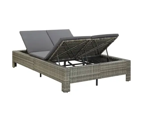 Sauļošanās Gulta Ar Matraci, Pelēka, Pe Pinums, Divvietīga Vidaxl