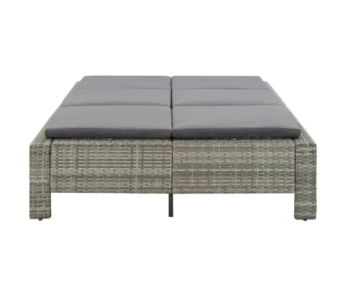 Sauļošanās Gulta Ar Matraci, Pelēka, Pe Pinums, Divvietīga Vidaxl