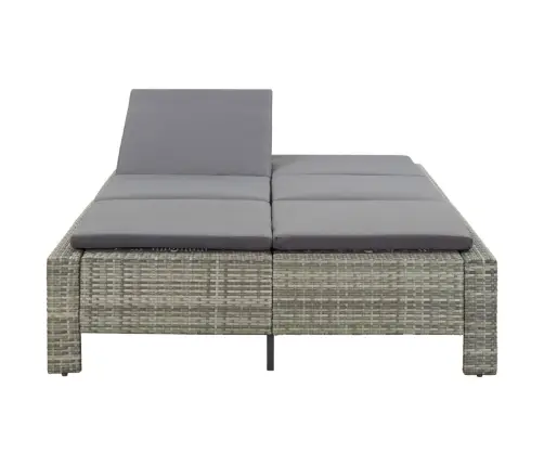 Sauļošanās Gulta Ar Matraci, Pelēka, Pe Pinums, Divvietīga Vidaxl