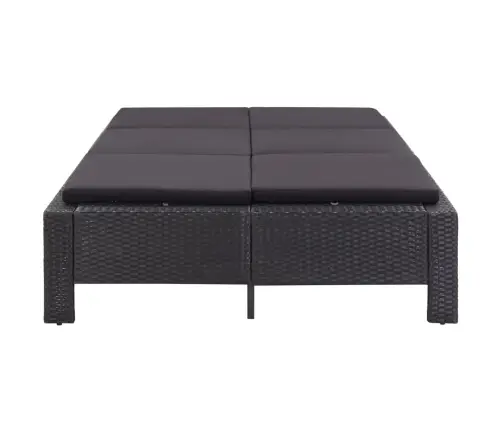 Sauļošanās Gulta Ar Matraci, Melns Pe Pinums, Divvietīga Vidaxl