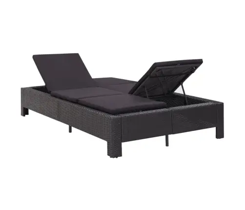 Sauļošanās Gulta Ar Matraci, Melns Pe Pinums, Divvietīga Vidaxl