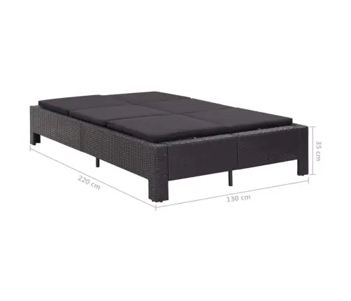 Sauļošanās Gulta Ar Matraci, Melns Pe Pinums, Divvietīga Vidaxl