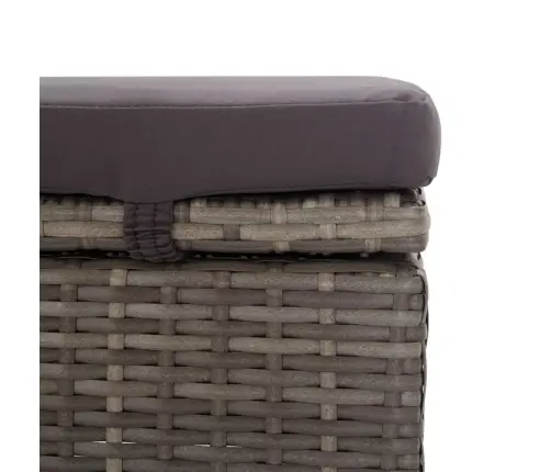 Sauļošanās Zvilnis Ar Nojumi Un Matraci, Pe Rotangpalma, Pelēks Vidaxl