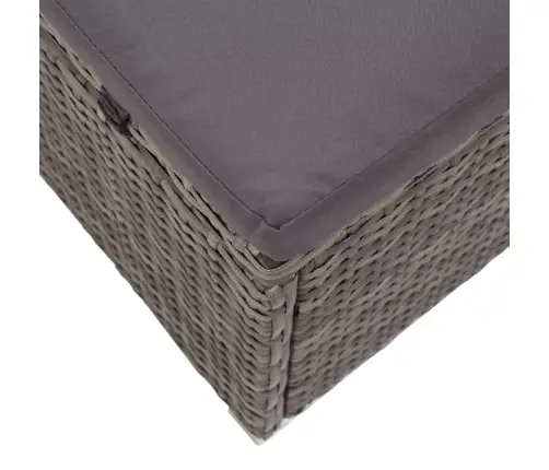 Sauļošanās Zvilnis Ar Nojumi Un Matraci, Pe Rotangpalma, Pelēks Vidaxl