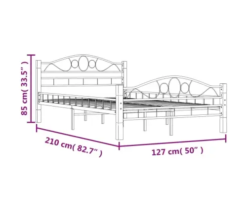 Gultas Rāmis, Melns Metāls, 120X200 Cm Vidaxl