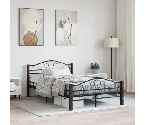 Gultas Rāmis, Melns Metāls, 120X200 Cm Vidaxl