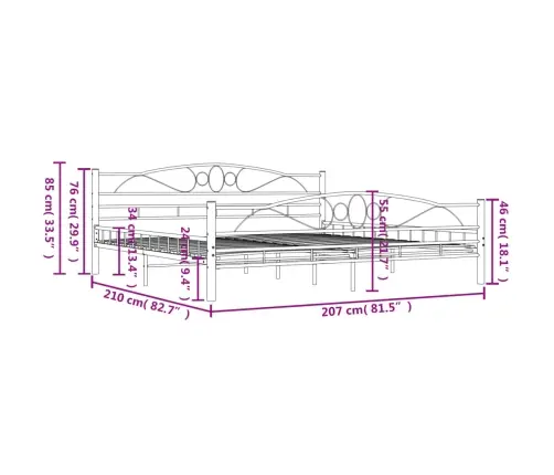 Gultas Rāmis, Balts Metāls, 200X200 Cm Vidaxl