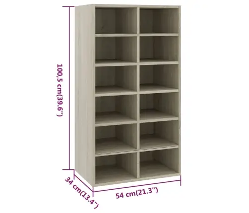 Apavu Plaukts, Ozolkoka Krāsa, 54X34X100,5Cm, Inženierijas Koks Vidaxl