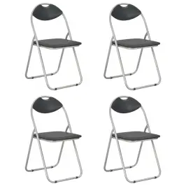 Sulankstomos Valgomojo Kėdės, 4Vnt., Juodos Sp., Dirbtinė Oda