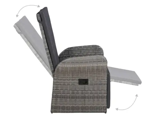 Bistro Komplektas Su Pagalvėlėmis, 3 Dalių, Pilkas, Poliratanas